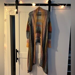 Antho Knitted & Knotted Multicolor Open Front Duster Sweater (M)